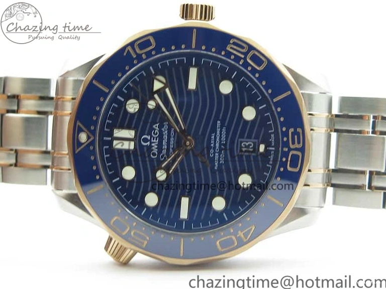1223 2018 Seamaster Diver 300M SS RG VSF 1:1 Best Edition RG Bezel Blue Dial on SS RG Bracelet A Sleek 7925
